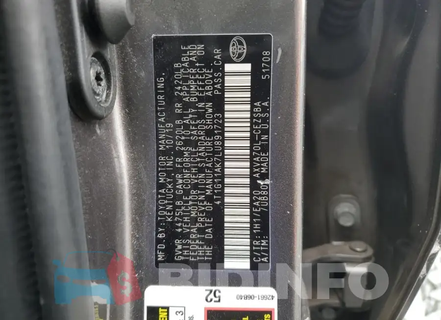 4T1G11AK7LU891723 Photo# 12