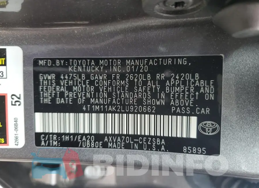 4T1M11AK2LU920662 Photo# 12