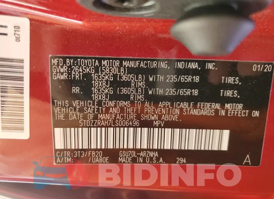 5TDZZRAH7LS006496 Photo# 13