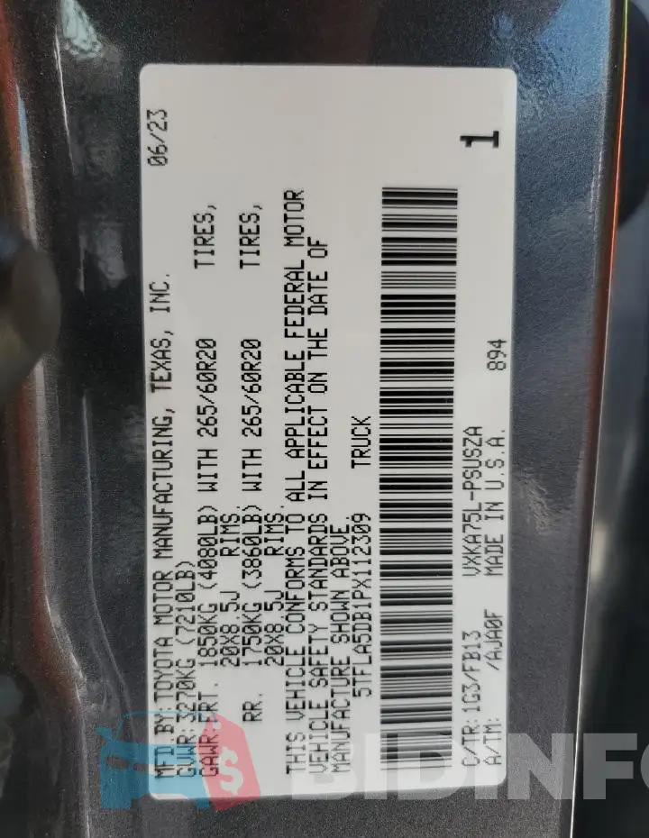 5TFLA5DB1PX112309 Photo# 12