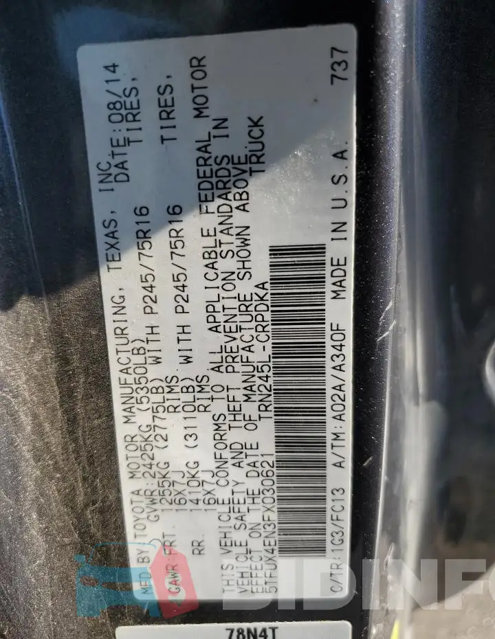 5TFUX4EN3FX030621 Photo# 12