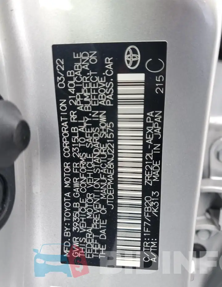 JTDEPMAE8NJ221575 Photo# 12