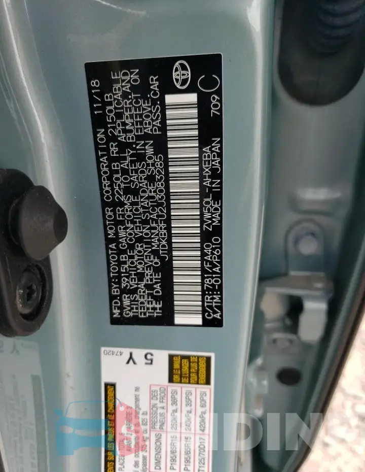 JTDKBRFU2J3083285 Photo# 13