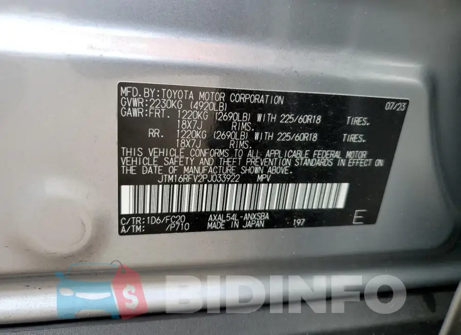 JTM16RFV2PJ033922 Photo# 13