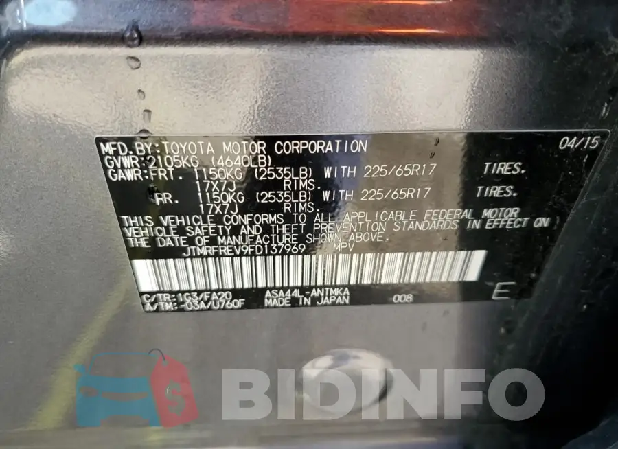JTMRFREV9FD137969 Photo# 14
