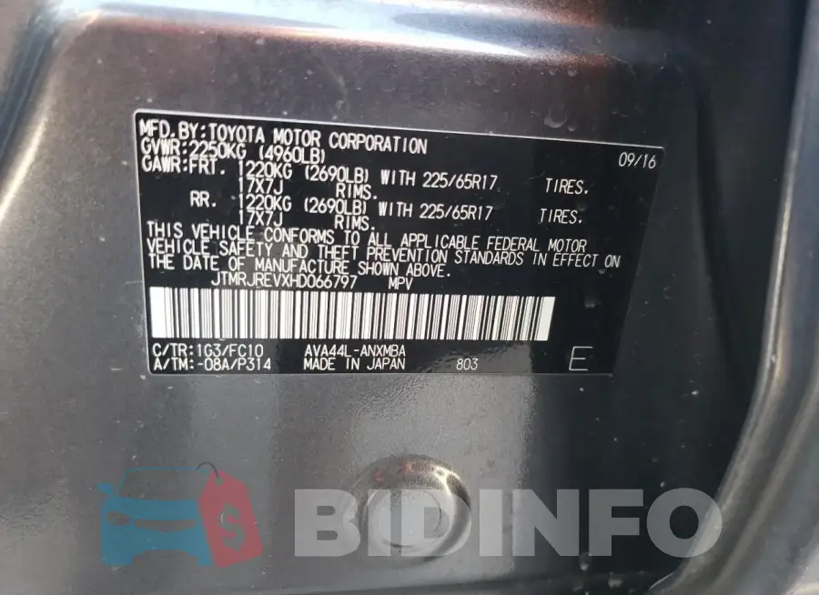 JTMRJREVXHD066797 Photo# 13