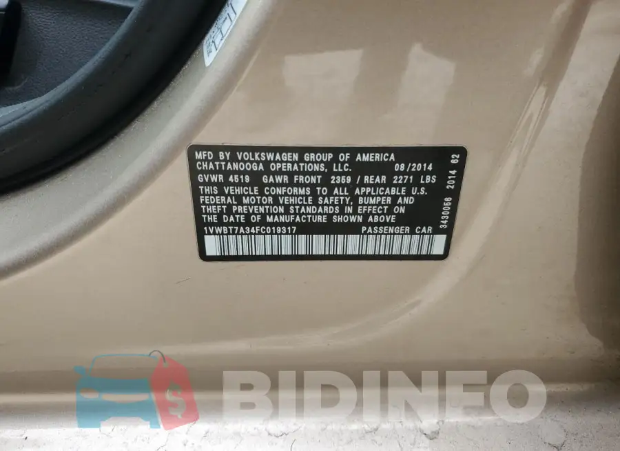 1VWBT7A34FC019317 Photo# 12