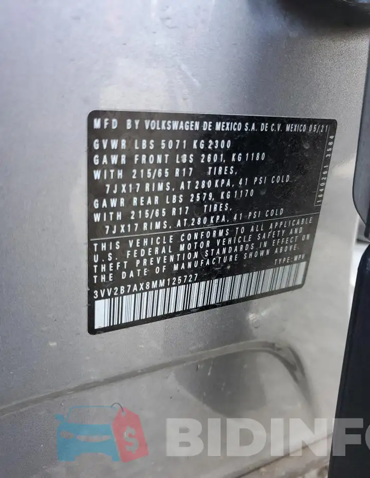 3VV2B7AX8MM125727 Photo# 13