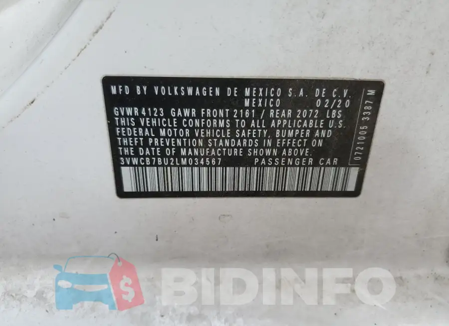 3VWCB7BU2LM034567 Photo# 13