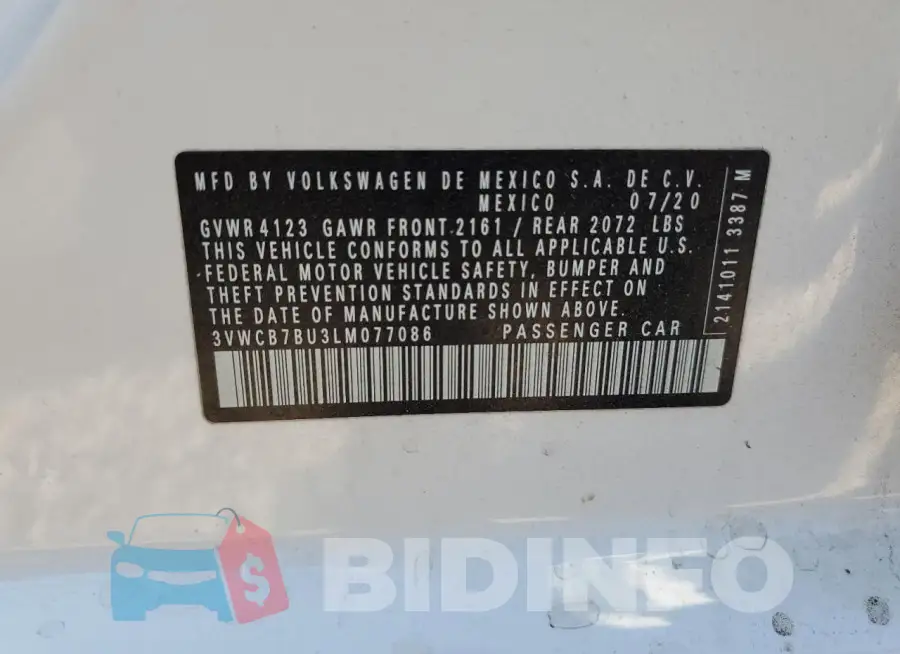 3VWCB7BU3LM077086 Photo# 13