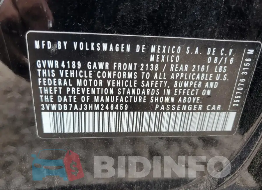 3VWDB7AJ3HM246459 Photo# 12