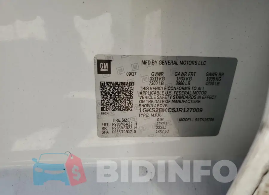 1GKS2BKC5JR127009 Photo# 13