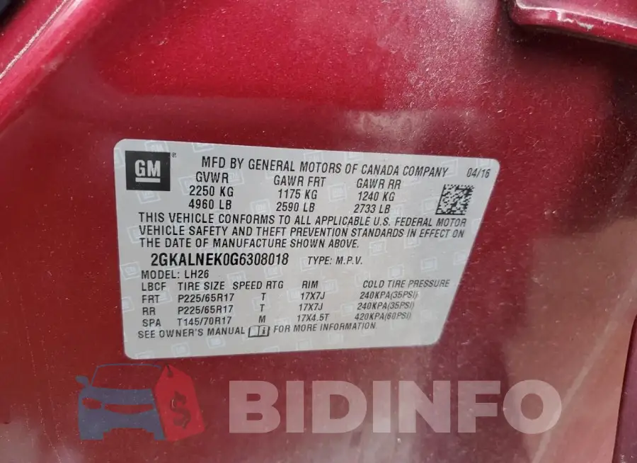 2GKALNEK0G6308018 Photo# 12