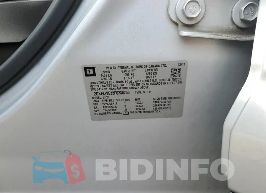 2GKFLWE32F6236256 Photo# 13
