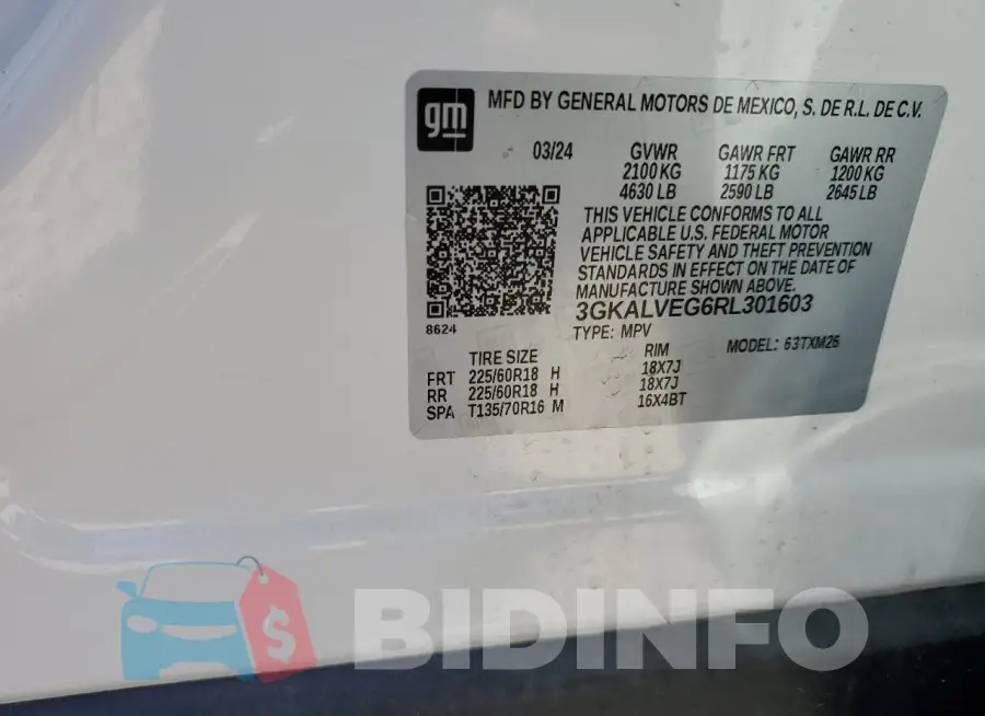 3GKALVEG6RL301603 Photo# 13