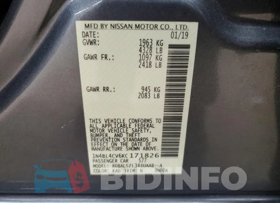 1N4BL4CV6KC171826 Photo# 12