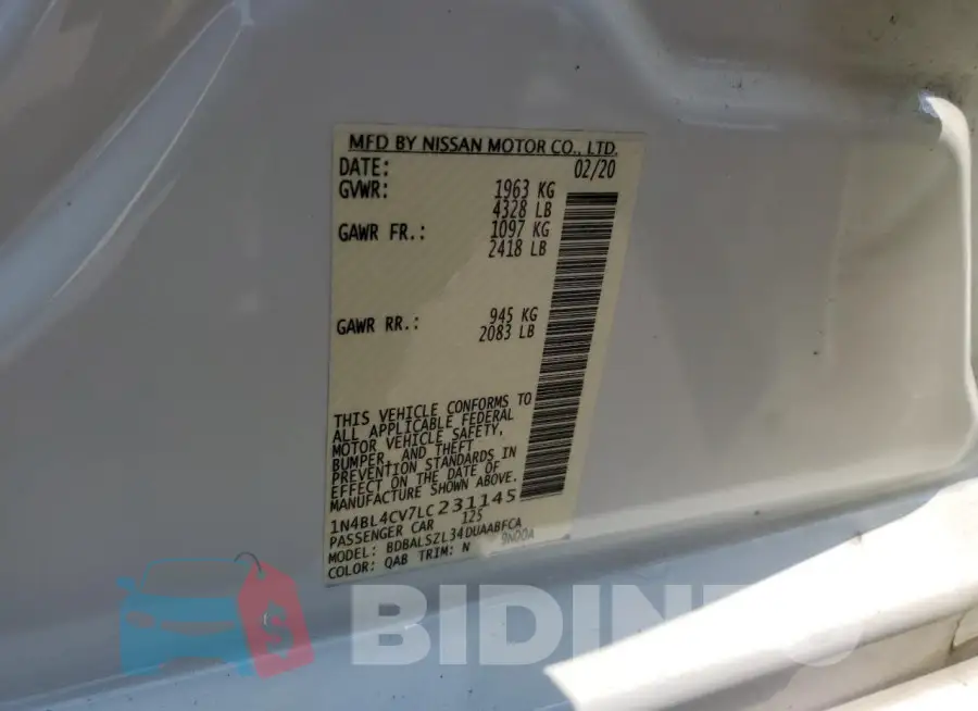 1N4BL4CV7LC231145 Photo# 13