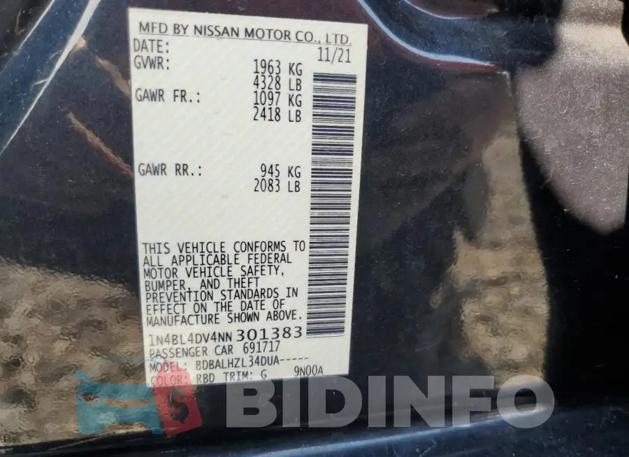 1N4BL4DV4NN301383 Photo# 12