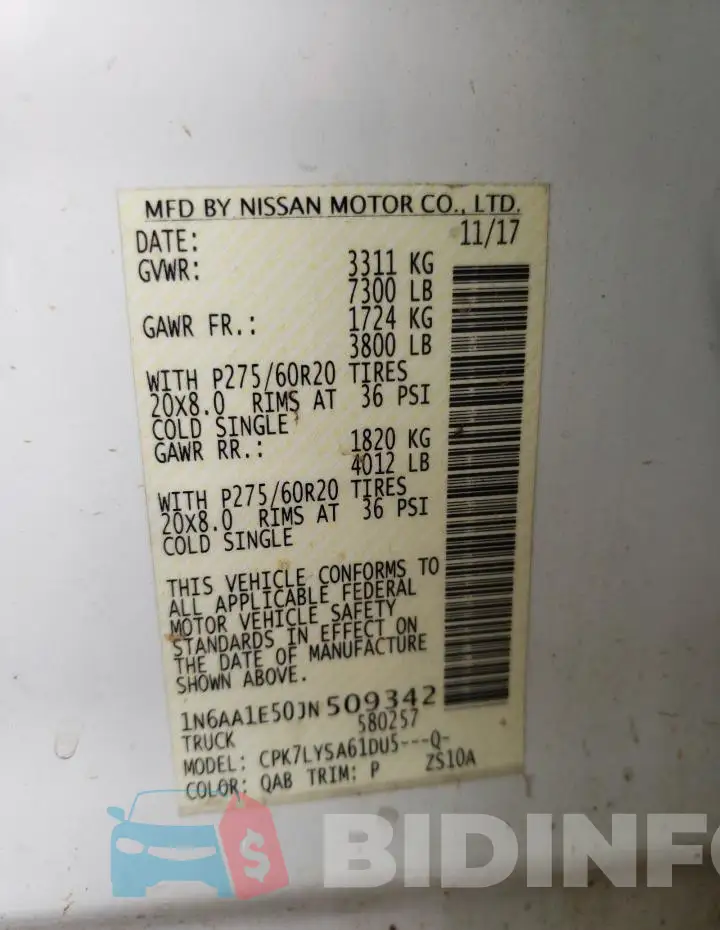 1N6AA1E50JN509342 Photo# 12