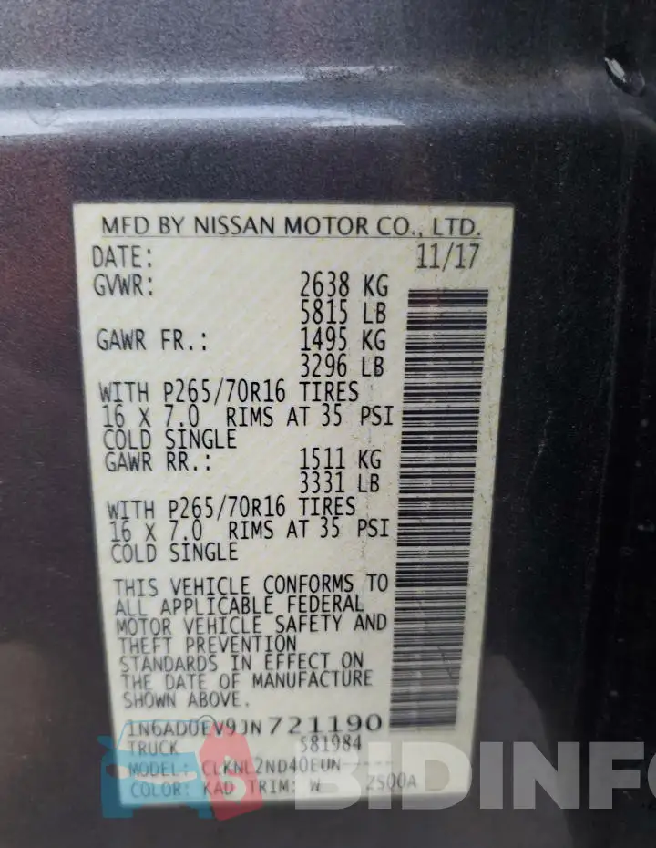 1N6AD0EV9JN721190 Photo# 13