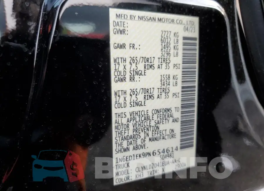 1N6ED1EK9PN654614 Photo# 13