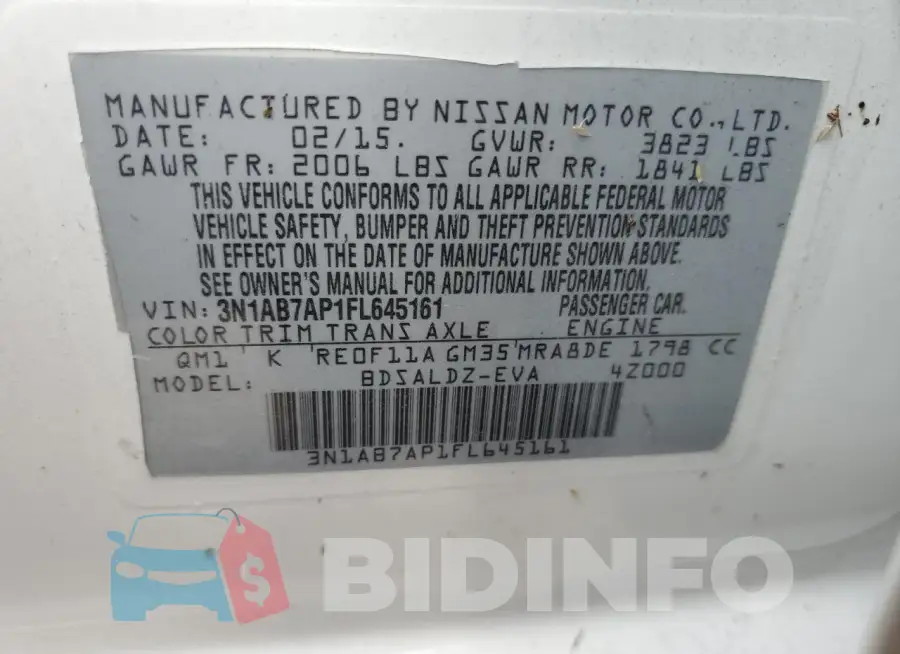 3N1AB7AP1FL645161 Photo# 12