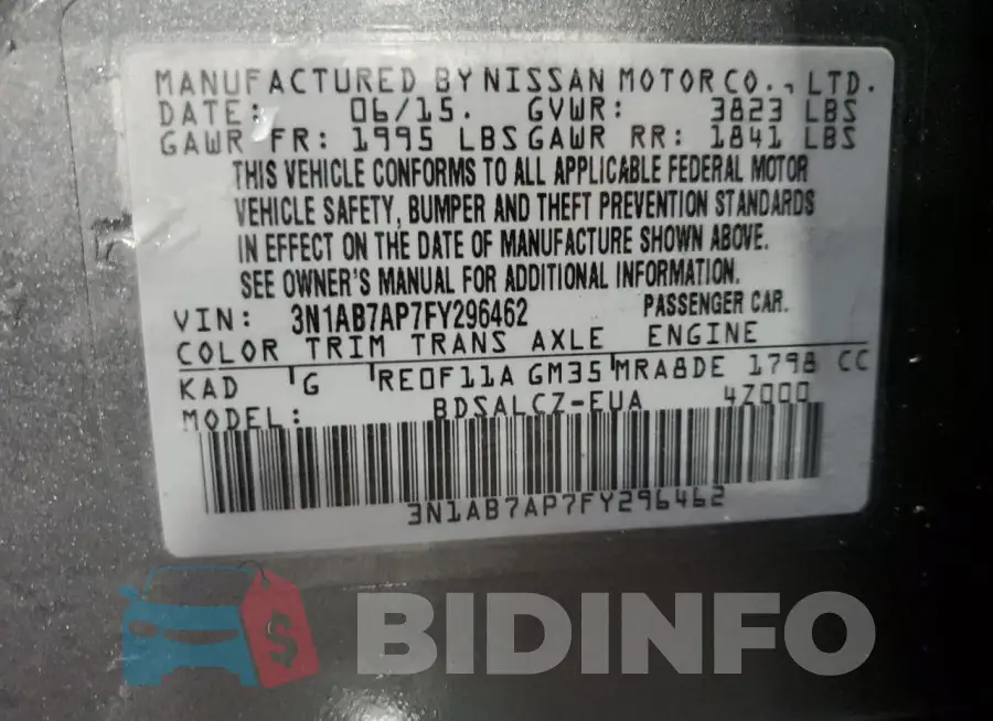3N1AB7AP7FY296462 Photo# 13