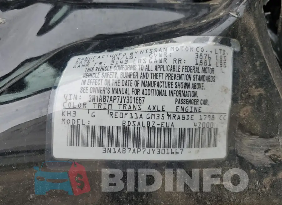 3N1AB7AP7JY301667 Photo# 12