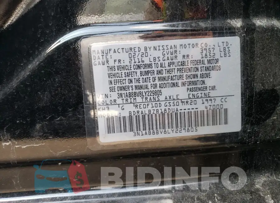 3N1AB8BV8LY229805 Photo# 12
