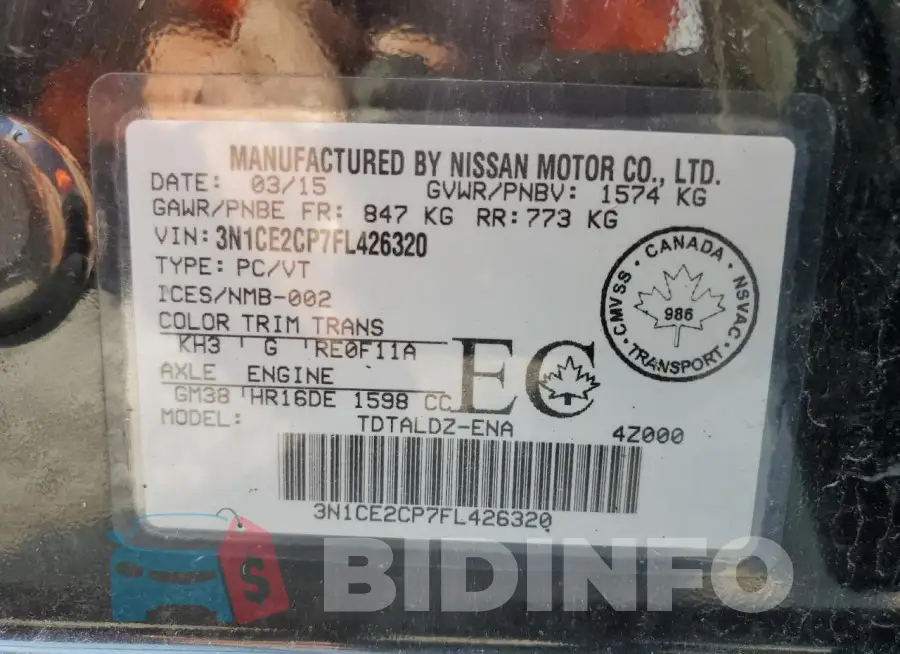 3N1CE2CP7FL426320 Photo# 12