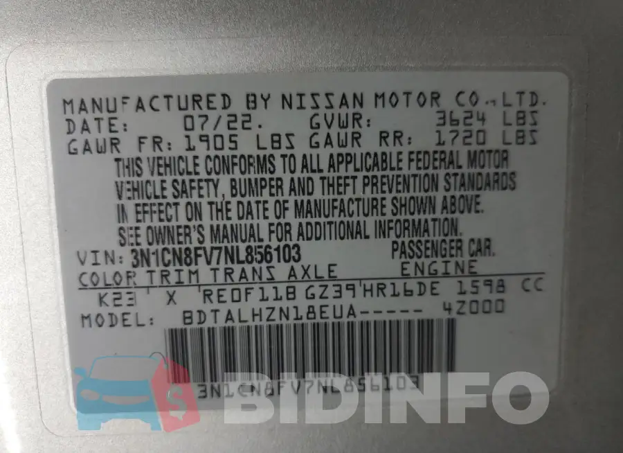 3N1CN8FV7NL856103 Photo# 13