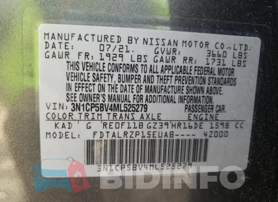 3N1CP5BV4ML525279 Photo# 14