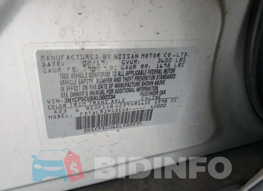 3N1CP5CU6KL502234 Photo# 12