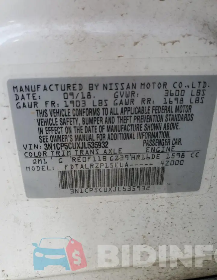 3N1CP5CUXJL535932 Photo# 13