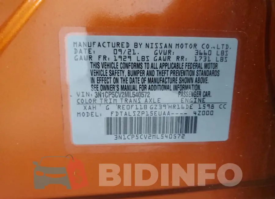 3N1CP5CV2ML540572 Photo# 13