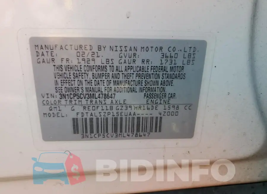 3N1CP5CV3ML478647 Photo# 13