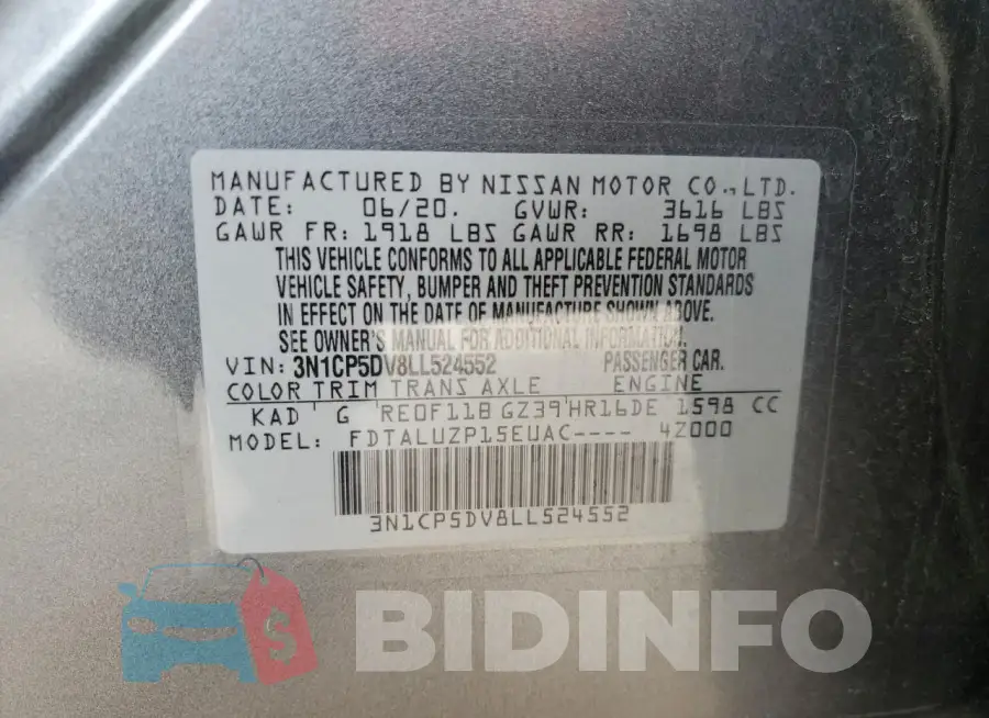 3N1CP5DV8LL524552 Photo# 12