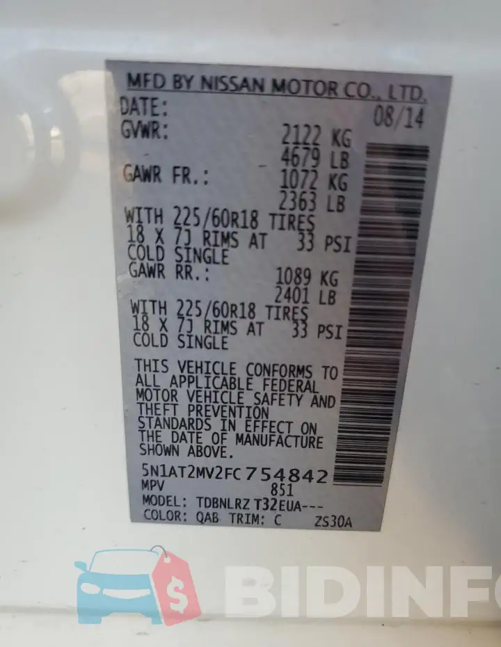 5N1AT2MV2FC754842 Photo# 13