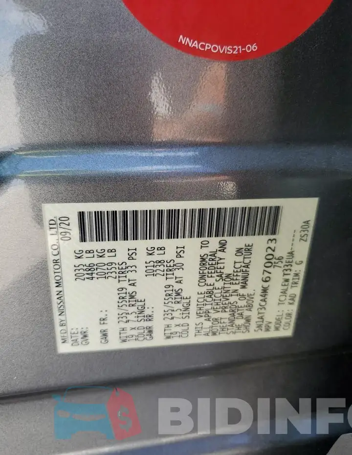 5N1AT3CA4MC670023 Photo# 13