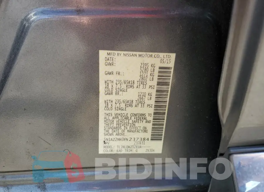 5N1AZ2MH3FN237384 Photo# 13