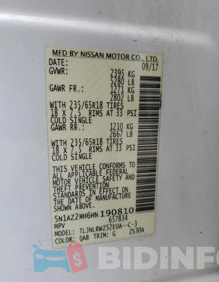 5N1AZ2MH6HN190810 Photo# 13