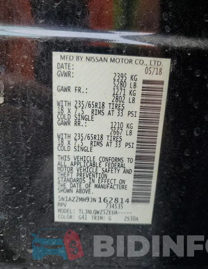 5N1AZ2MH9JN162814 Photo# 13