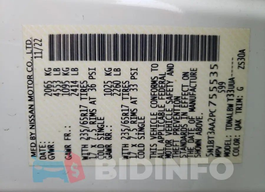 5N1BT3AA2PC755535 Photo# 14