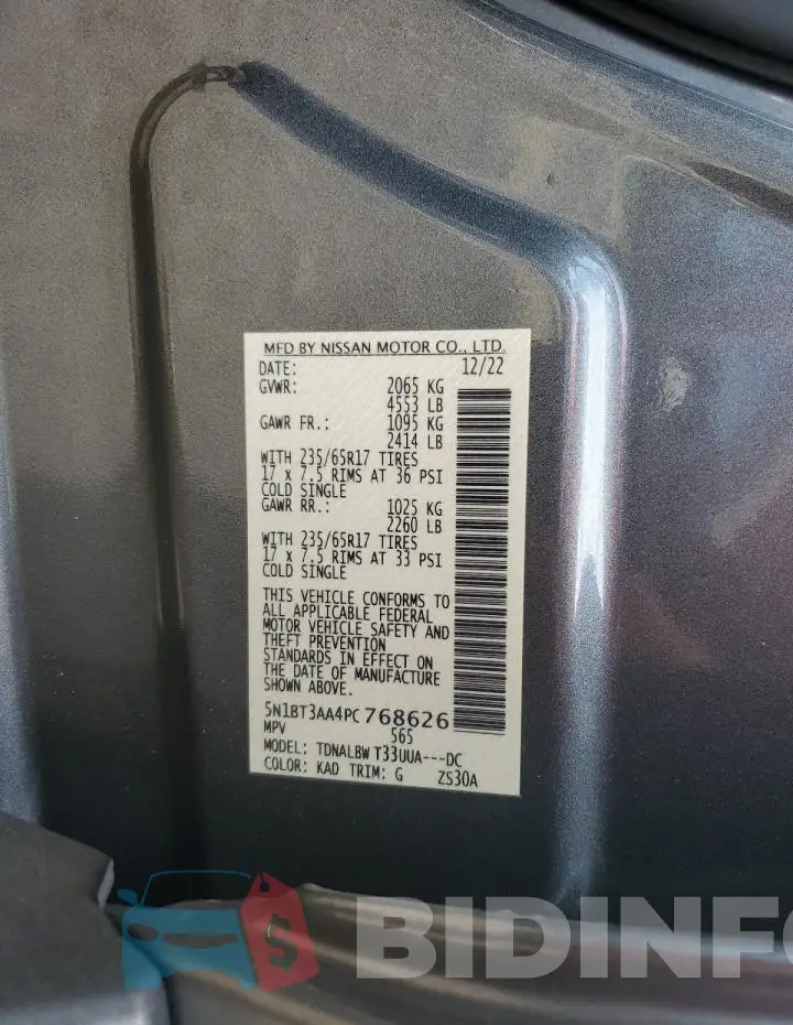 5N1BT3AA4PC768626 Photo# 14