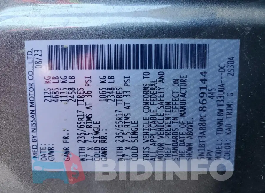 5N1BT3AB8PC869144 Photo# 14