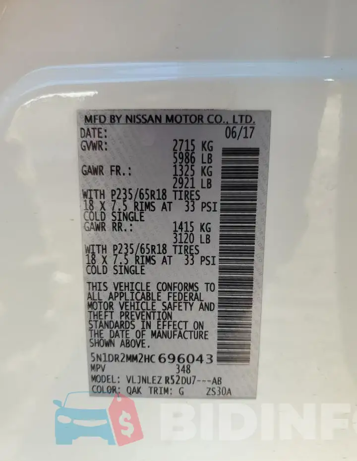 5N1DR2MM2HC696043 Photo# 14
