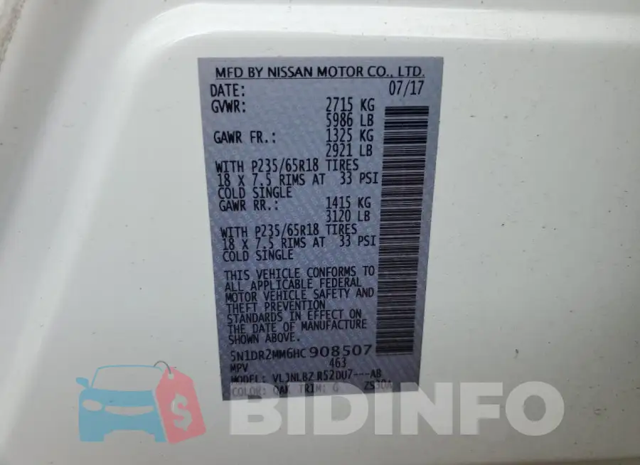 5N1DR2MM6HC908507 Photo# 14