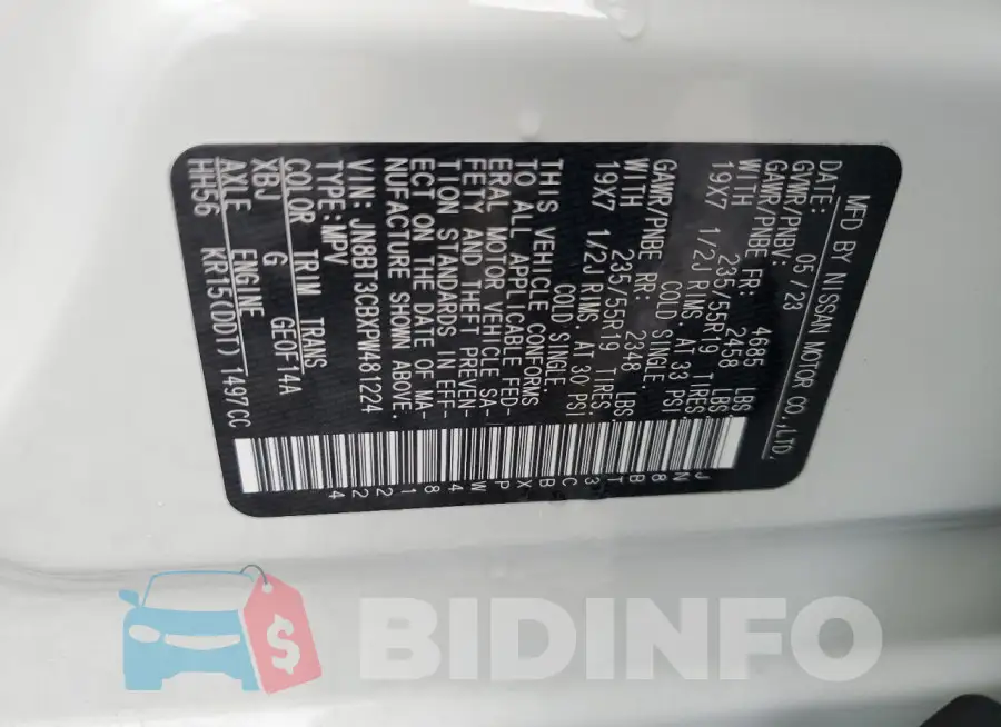 JN8BT3CBXPW481224 Photo# 13