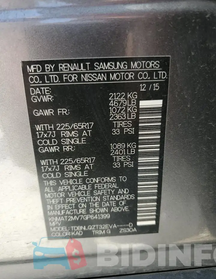 KNMAT2MV7GP641399 Photo# 14