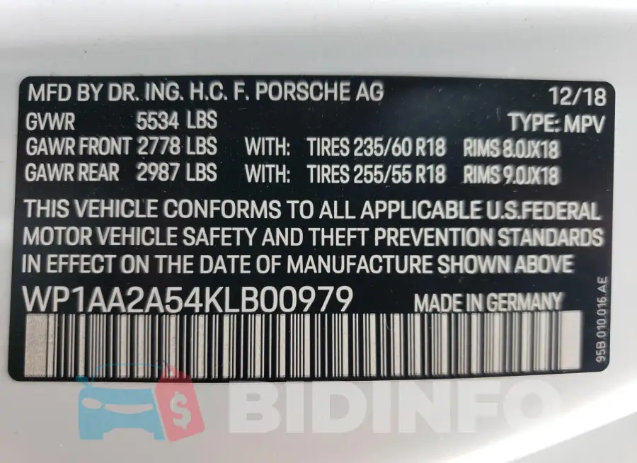 WP1AA2A54KLB00979 Photo# 13